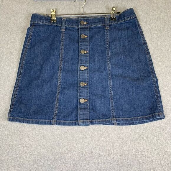 Gap Women’s Size 10 Vintage Button Down Jean Mini Skirt Blue Dark Wash Denim - Picture 1 of 7